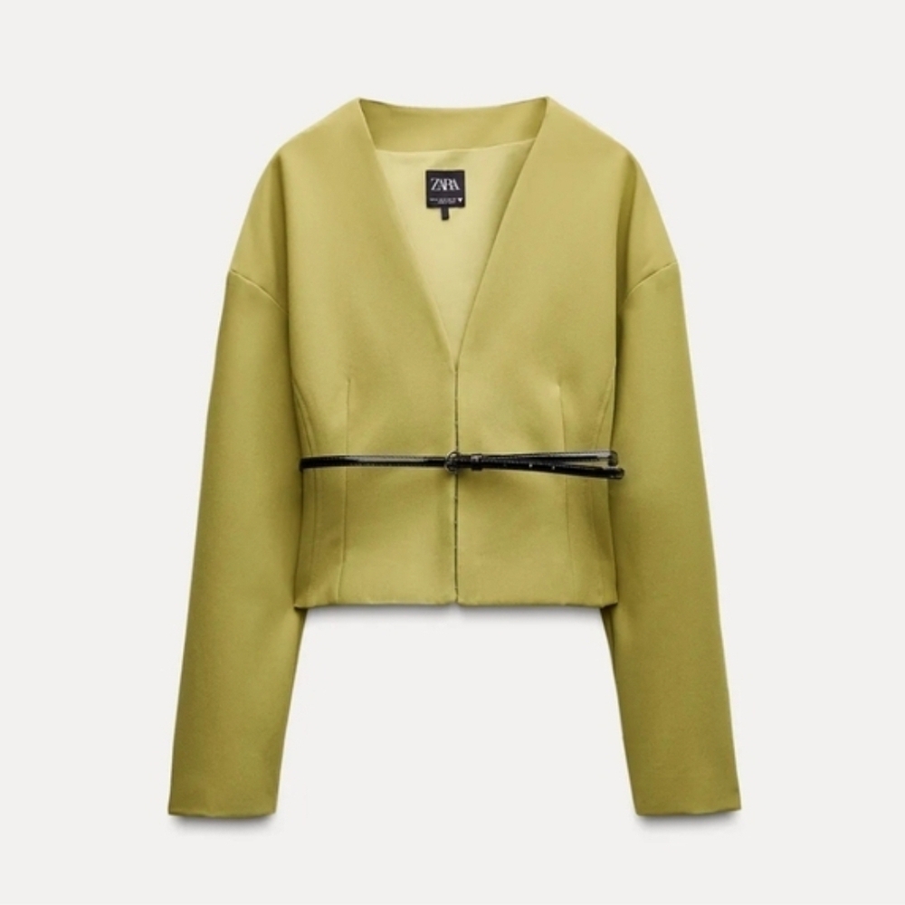 💚 ZARA Pistachio Belted Blazer – Size XXL – NWT 💚